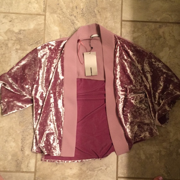 Zara Pink Velvet Shawl - Picture 2 of 3